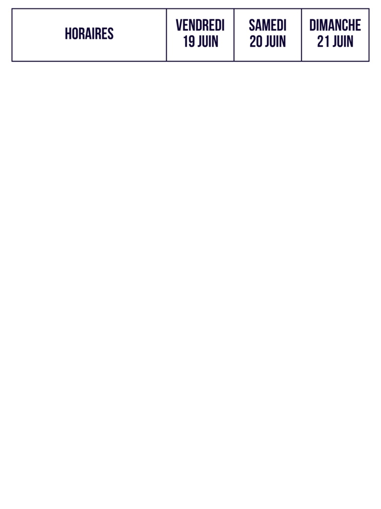 Horaires de l’édition 2026, du vendredi 19 au dimanche 21 juin : parkings, village, campings, presqu’île, zone concerts, boutique, Pool Party et plage